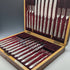 Late Victorian British antique silver plate dessert cutlery 12 pair set in wooden box